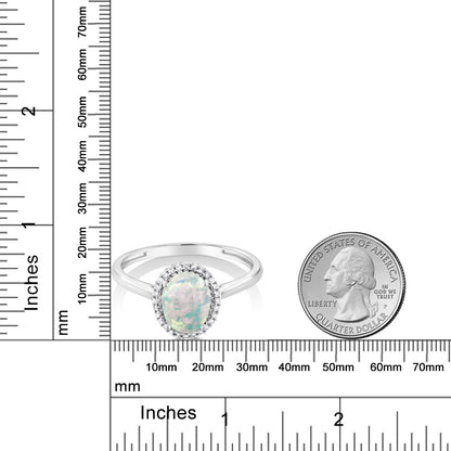 1.05カラット シミュレイテッド ホワイトオパール リング 指輪 天然 ダイヤモンド 10金 ホワイトゴールド K10 10月 誕生石