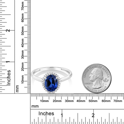 1.6カラット  シンセティック サファイア リング 指輪  天然 ダイヤモンド 10金 ホワイトゴールド K10  9月 誕生石