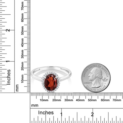 1.2カラット  天然 ガーネット リング 指輪  天然 ダイヤモンド 10金 ホワイトゴールド K10  1月 誕生石
