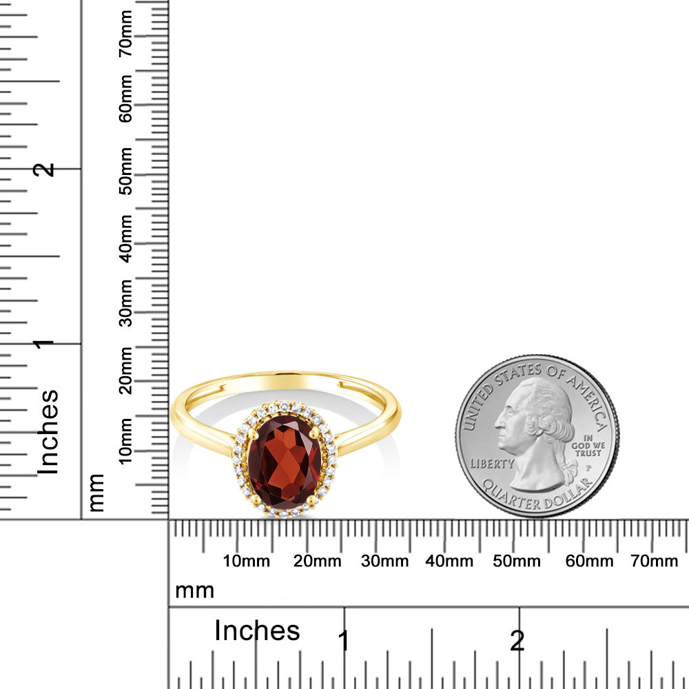 1.2カラット  天然 ガーネット リング 指輪  天然 ダイヤモンド 10金 イエローゴールド K10  1月 誕生石
