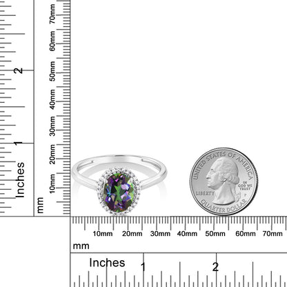 1.3カラット  天然石 ミスティックトパーズ  リング 指輪  天然 ダイヤモンド 10金 ホワイトゴールド K10  11月 誕生石