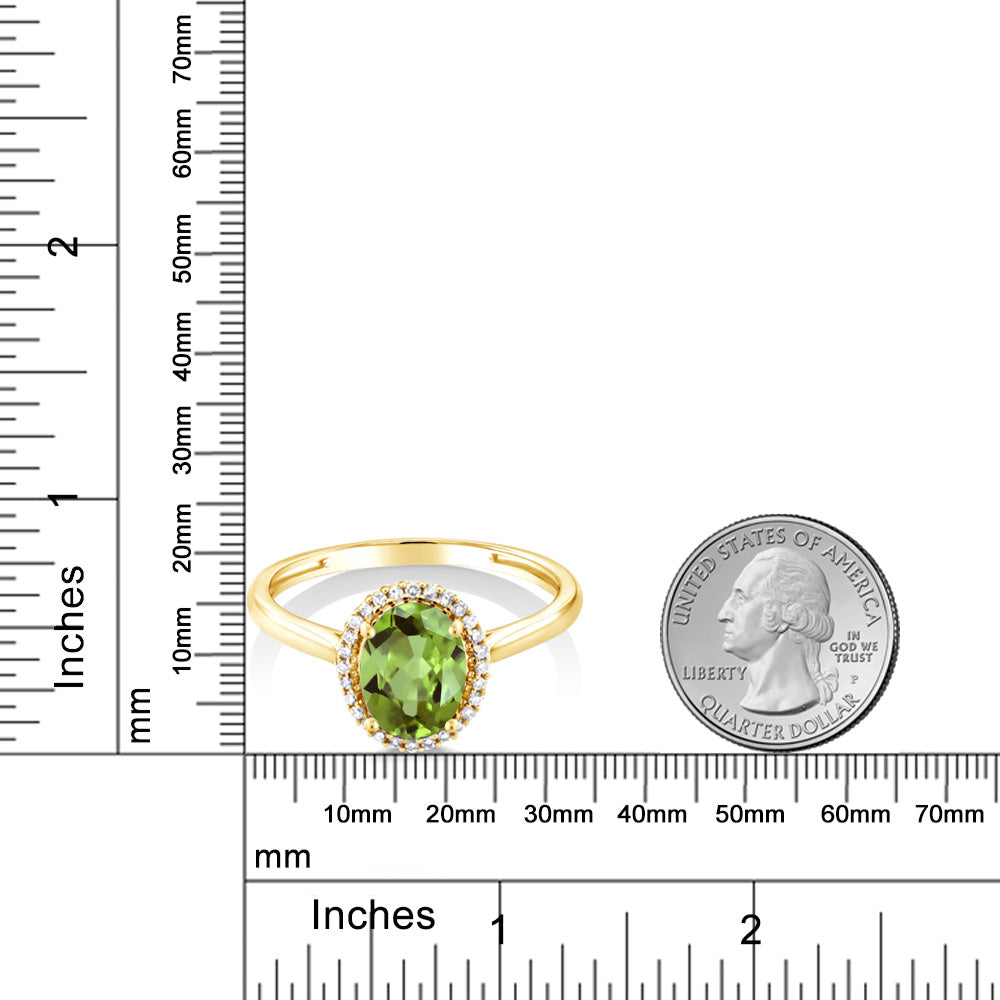 1.33カラット  天然石 ペリドット リング 指輪  天然 ダイヤモンド 10金 イエローゴールド K10  8月 誕生石