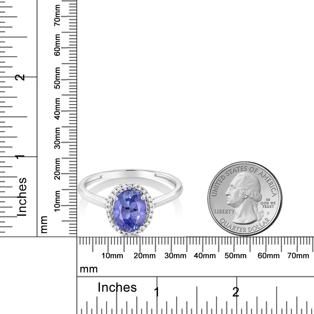 1.16カラット  天然石 タンザナイト リング 指輪  天然 ダイヤモンド 10金 ホワイトゴールド K10  12月 誕生石