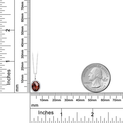 1.4カラット 天然 ガーネット ネックレス 天然 ダイヤモンド 10金 ホワイトゴールド K10 1月 誕生石