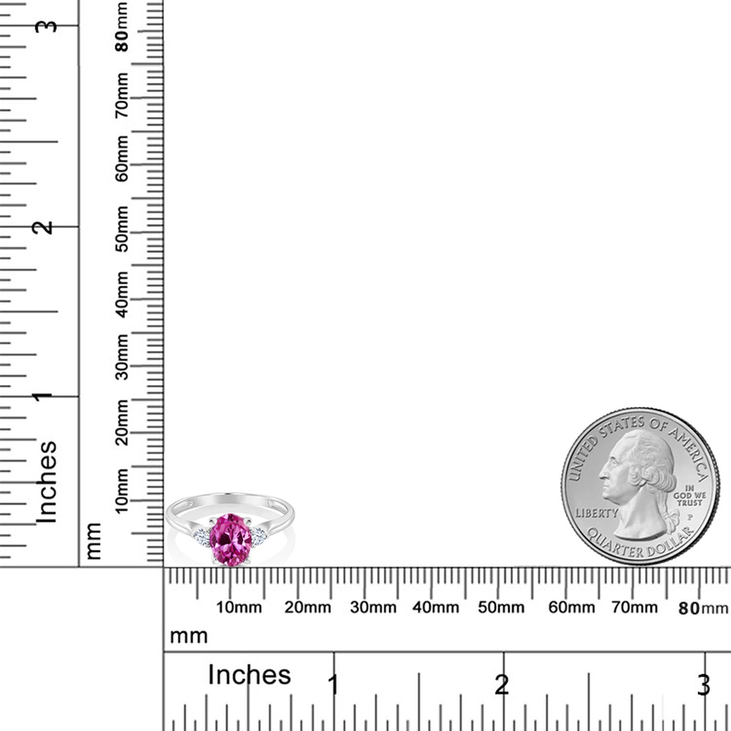 1.75カラット  シンセティック ピンクサファイア リング 指輪  シンセティック ホワイトサファイア 10金 ホワイトゴールド K10  9月 誕生石