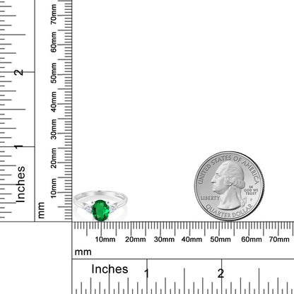 1.1カラット  ナノエメラルド リング 指輪  シンセティック ホワイトサファイア 10金 ホワイトゴールド K10  5月 誕生石