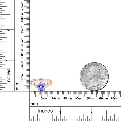 1.26カラット  天然石 タンザナイト リング 指輪  シンセティック ホワイトサファイア 10金 ピンクゴールド K10  12月 誕生石