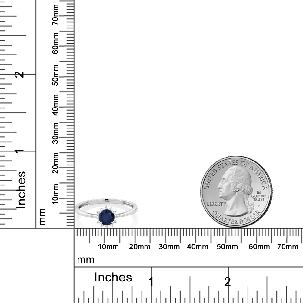 0.6カラット  天然 サファイア リング 指輪  天然 ダイヤモンド 10金 ホワイトゴールド K10  9月 誕生石