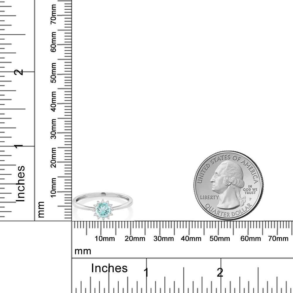 0.5カラット 天然 スカイブルートパーズ リング 指輪 天然 ダイヤモンド 10金 ホワイトゴールド K10 11月 誕生石