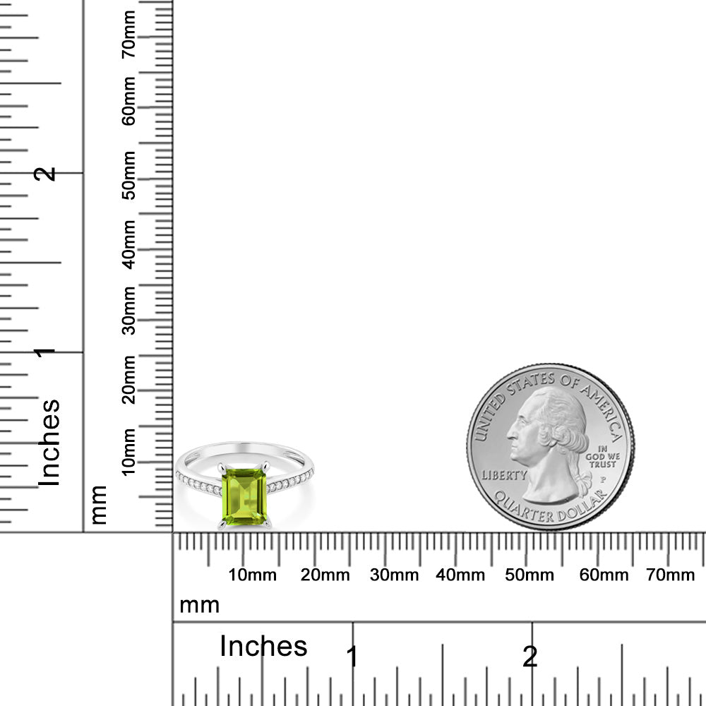1.78カラット 天然石 ペリドット リング 指輪 天然 ダイヤモンド 10金 ホワイトゴールド K10 8月 誕生石