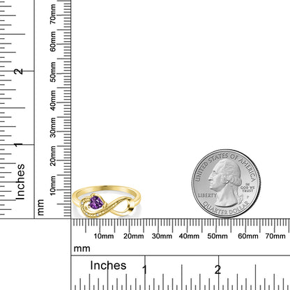 0.26カラット 天然 アメジスト リング 指輪 天然 ダイヤモンド 10金 イエローゴールド K10 2月 誕生石