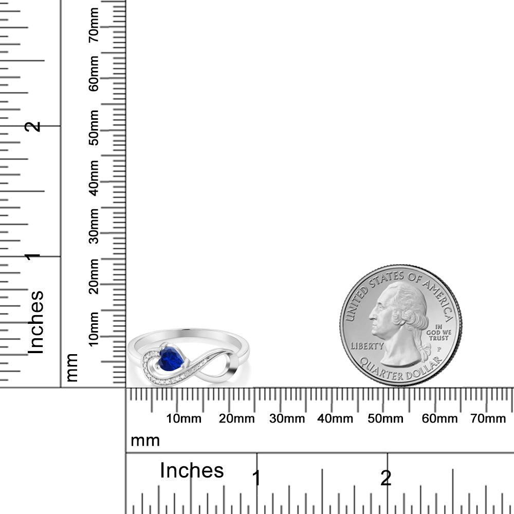 0.5カラット  シンセティック サファイア リング 指輪  天然 ダイヤモンド 10金 ホワイトゴールド K10  9月 誕生石
