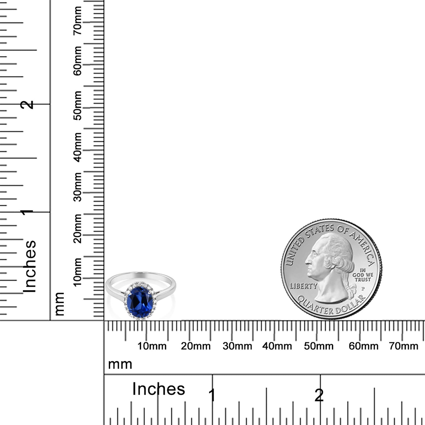 2.44カラット  シンセティック サファイア リング 指輪  天然 ダイヤモンド 10金 ホワイトゴールド K10  9月 誕生石