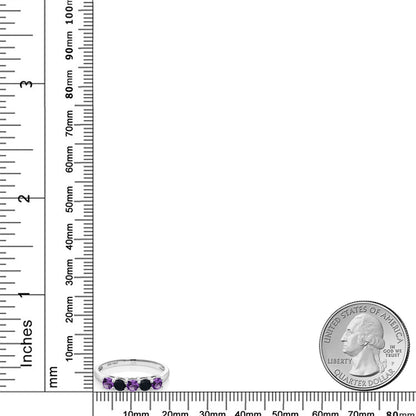 0.5カラット  天然 アメジスト リング 指輪  天然 オニキス 10金 ホワイトゴールド K10  2月 誕生石