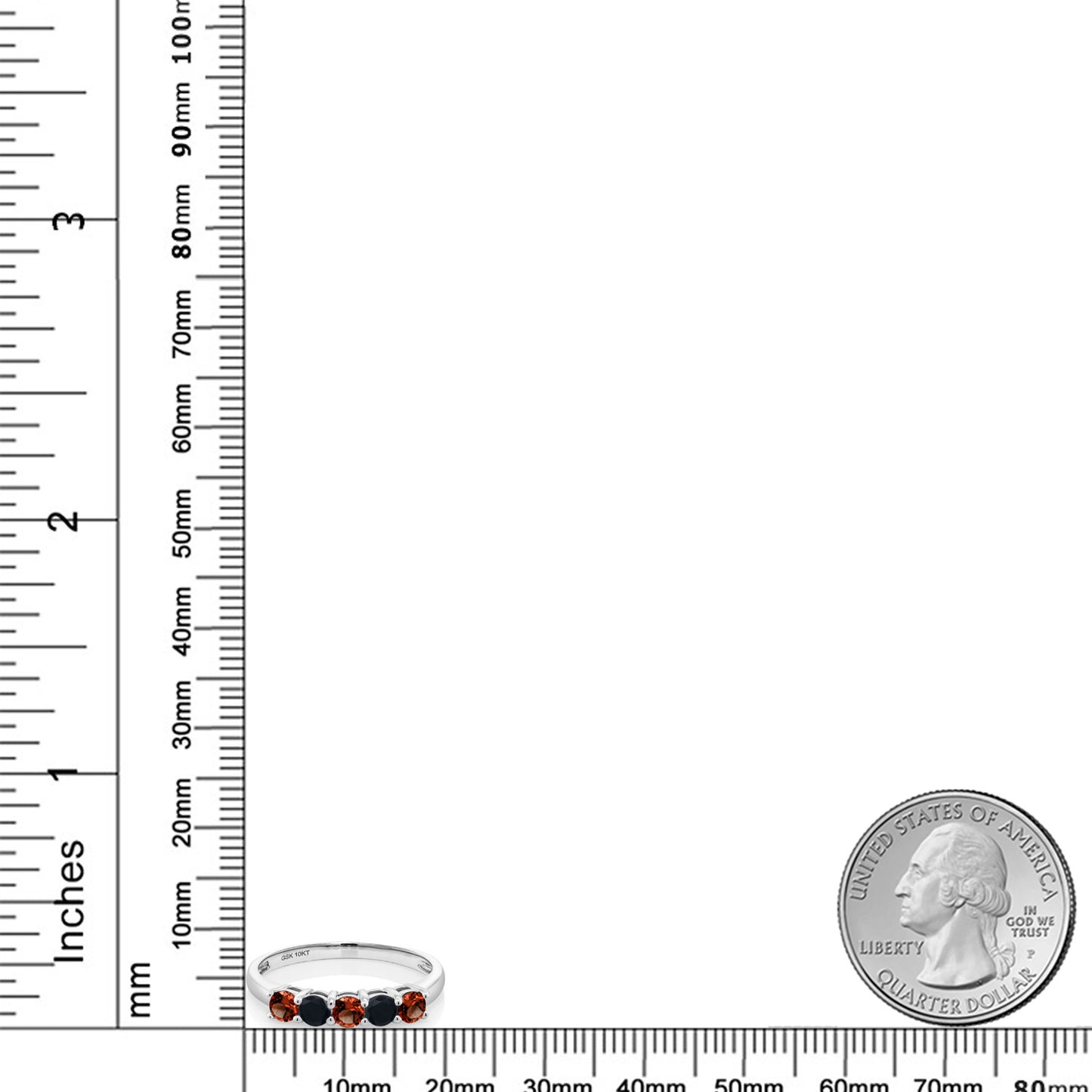 0.65カラット  天然 ガーネット リング 指輪  天然 オニキス 10金 ホワイトゴールド K10  1月 誕生石