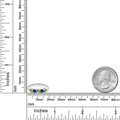 0.62カラット  天然石 ペリドット リング 指輪  シンセティック サファイア 10金 ホワイトゴールド K10  8月 誕生石