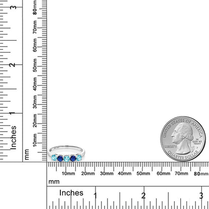 0.71カラット  天然 スイスブルートパーズ リング 指輪  シンセティック サファイア 10金 ホワイトゴールド K10  11月 誕生石