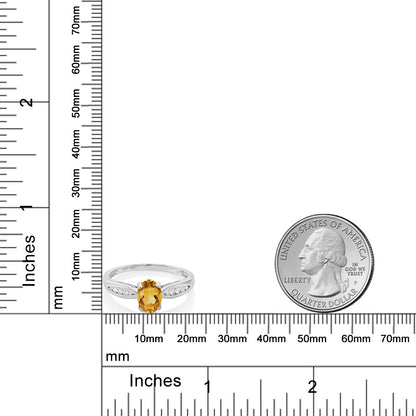 0.67カラット  天然 シトリン リング 指輪  天然 ダイヤモンド 10金 ホワイトゴールド K10  11月 誕生石