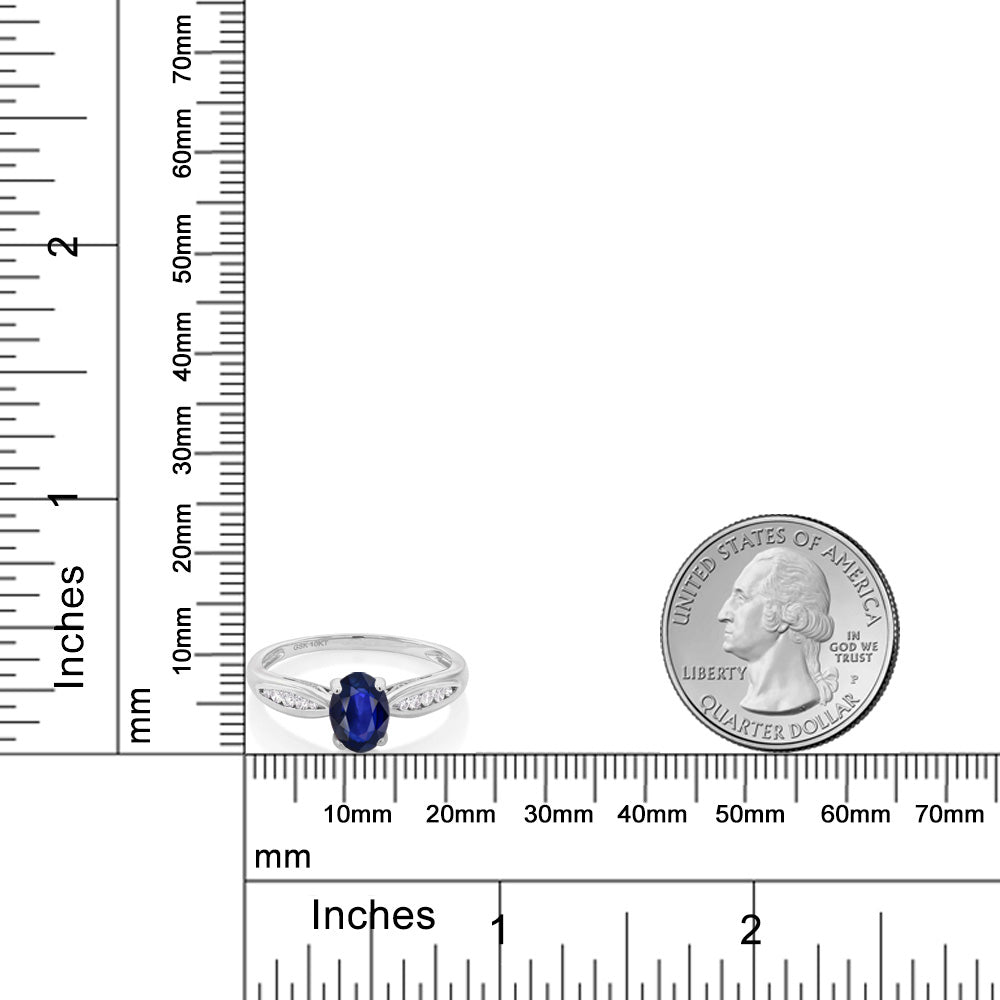 0.64カラット  天然 サファイア リング 指輪  天然 ダイヤモンド 10金 ホワイトゴールド K10  9月 誕生石