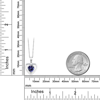 0.63カラット  天然 アイオライト オープンハート ネックレス  天然 ダイヤモンド 10金 ホワイトゴールド K10  3月 誕生石