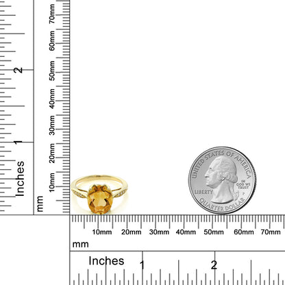 2.04カラット  天然 シトリン リング 指輪  天然 ダイヤモンド 14金 イエローゴールド K14  11月 誕生石