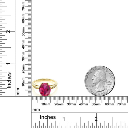 2.54カラット  シンセティック ルビー リング 指輪  天然 ダイヤモンド 14金 イエローゴールド K14  7月 誕生石