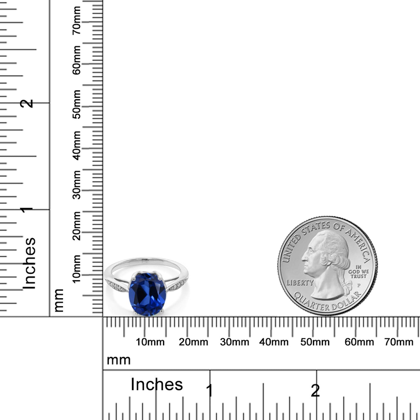 3.34カラット  シンセティック サファイア リング 指輪  天然 ダイヤモンド 14金 ホワイトゴールド K14  9月 誕生石