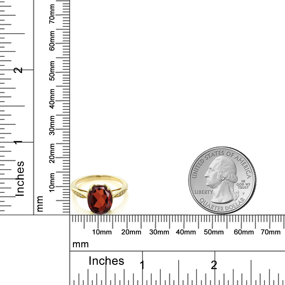2.54カラット 天然 ガーネット リング 指輪 天然 ダイヤモンド 14金 イエローゴールド K14 1月 誕生石