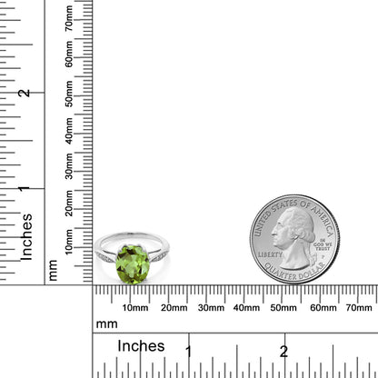 3.04カラット 天然石 ペリドット リング 指輪 天然 ダイヤモンド 14金 ホワイトゴールド K14 8月 誕生石