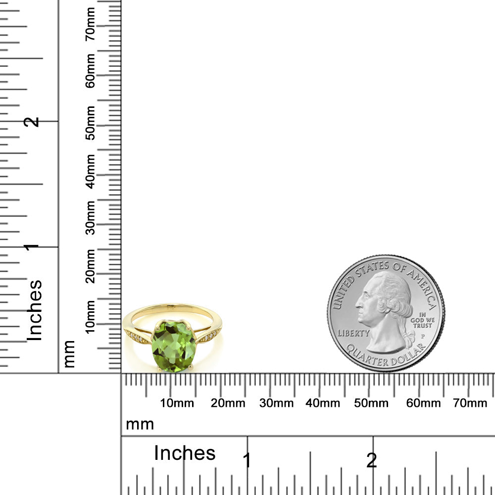 3.04カラット 天然石 ペリドット リング 指輪 天然 ダイヤモンド 14金 イエローゴールド K14 8月 誕生石