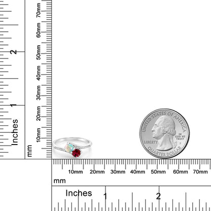 0.67カラット  シミュレイテッド ホワイトオパール リング 指輪  シンセティック ルビー 10金 ホワイトゴールド K10  10月 誕生石