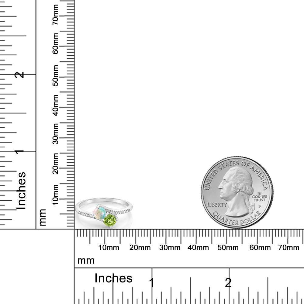 0.72カラット  シミュレイテッド ホワイトオパール リング 指輪  天然石 ペリドット 10金 ホワイトゴールド K10  10月 誕生石