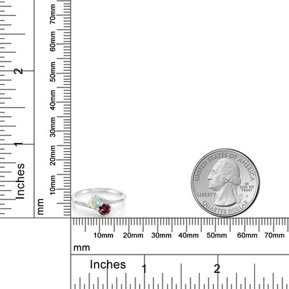 0.79カラット  シミュレイテッド ホワイトオパール リング 指輪  天然 ロードライトガーネット 10金 ホワイトゴールド K10  10月 誕生石