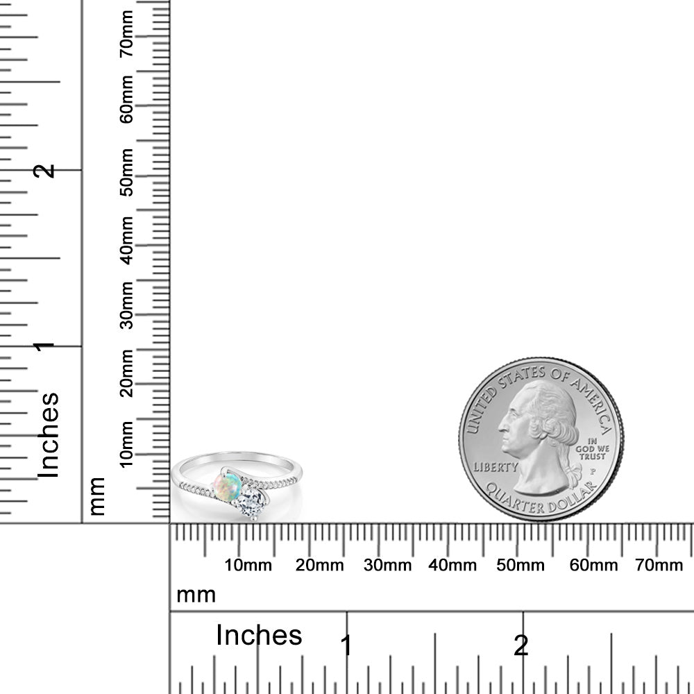 0.75カラット  シミュレイテッド ホワイトオパール リング 指輪  天然 トパーズ 10金 ホワイトゴールド K10  10月 誕生石