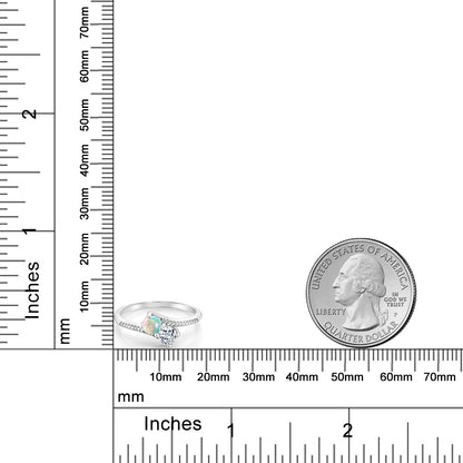 0.75カラット  シミュレイテッド ホワイトオパール リング 指輪  天然 トパーズ 10金 ホワイトゴールド K10  10月 誕生石