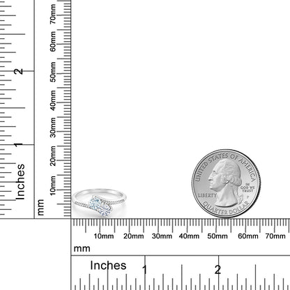 0.65カラット  天然 アクアマリン リング 指輪  モアサナイト 10金 ホワイトゴールド K10  3月 誕生石