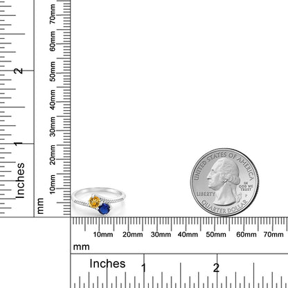 0.68カラット  天然 シトリン リング 指輪  シンセティック サファイア 10金 ホワイトゴールド K10  11月 誕生石