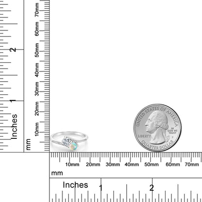 0.75カラット  天然 トパーズ リング 指輪  シミュレイテッド ホワイトオパール 10金 ホワイトゴールド K10  11月 誕生石