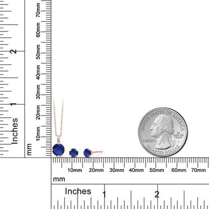 1.25カラット シンセティック サファイア ネックレス ピアス セット 10金 ツートンゴールド K10 9月 誕生石
