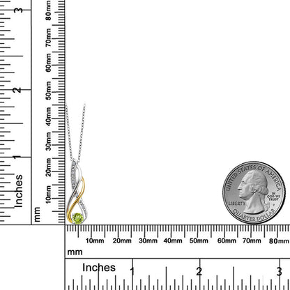 0.34カラット 天然石 ペリドット ネックレス 天然 ダイヤモンド シルバー925 ＆10金 イエローゴールド K10 8月 誕生石