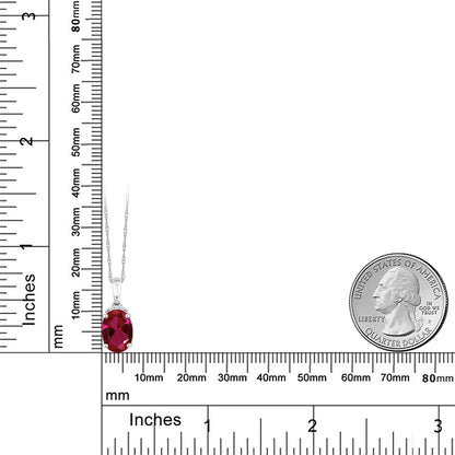 2.02カラット シンセティック ルビー ネックレス 天然 ダイヤモンド 10金 ホワイトゴールド K10 7月 誕生石