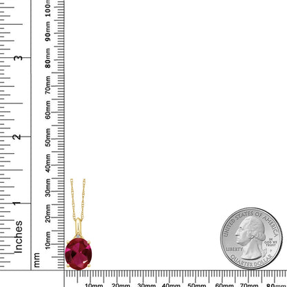 5.02カラット  シンセティック ルビー ネックレス  天然 ダイヤモンド 10金 イエローゴールド K10  7月 誕生石