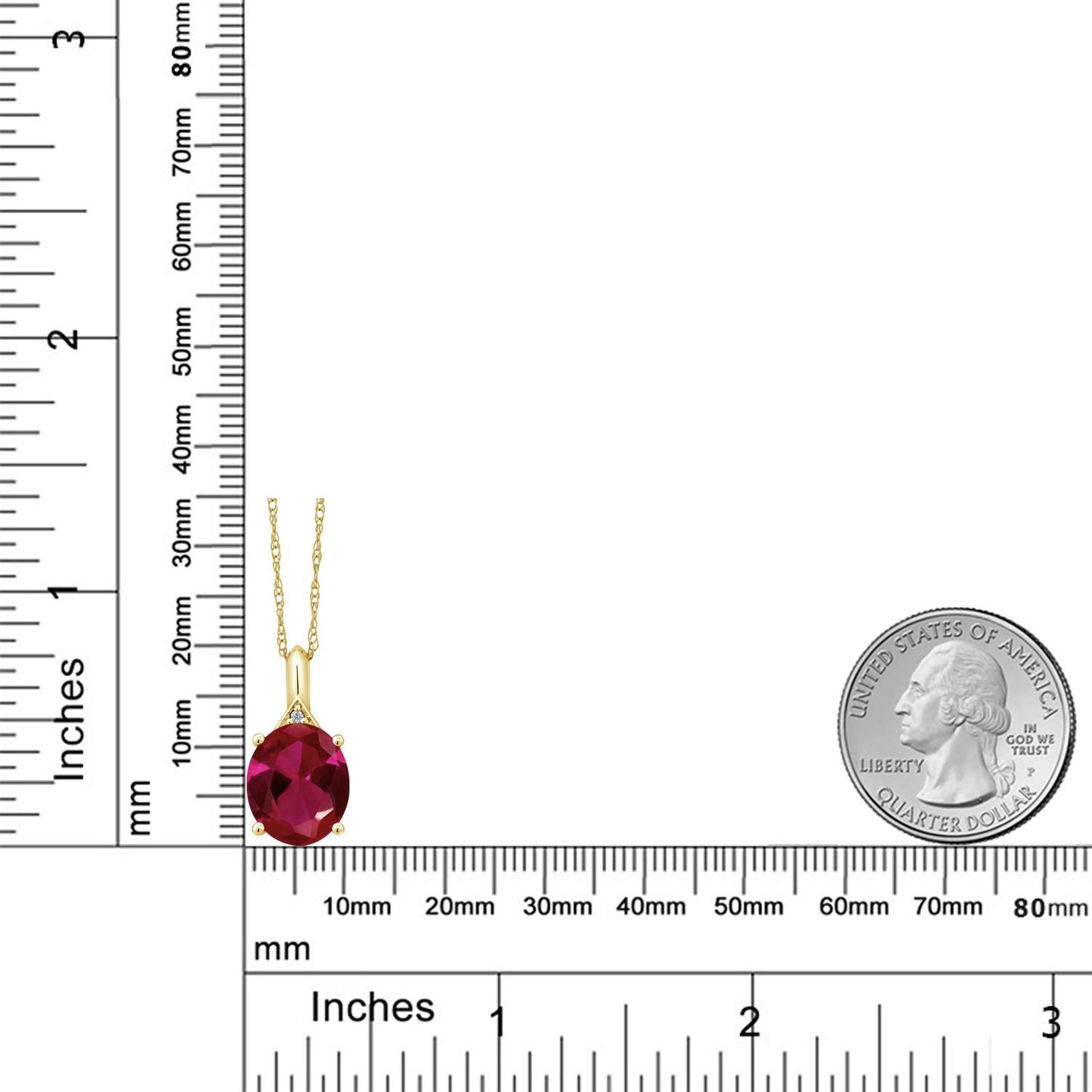 5.02カラット シンセティック ルビー ネックレス 天然 ダイヤモンド 10金 イエローゴールド K10 7月 誕生石