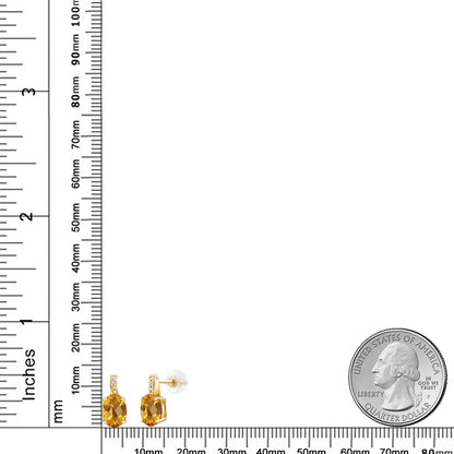 2.51カラット 天然 シトリン ピアス 天然 ダイヤモンド 10金 イエローゴールド K10 11月 誕生石