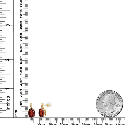 2.41カラット 天然 ガーネット ピアス 天然 ダイヤモンド 10金 イエローゴールド K10 1月 誕生石