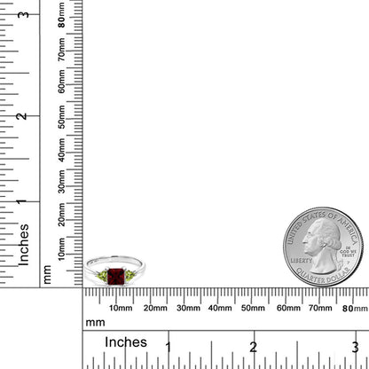 1.28カラット 天然 ガーネット リング 指輪 天然石 ペリドット 10金 ホワイトゴールド K10 1月 誕生石
