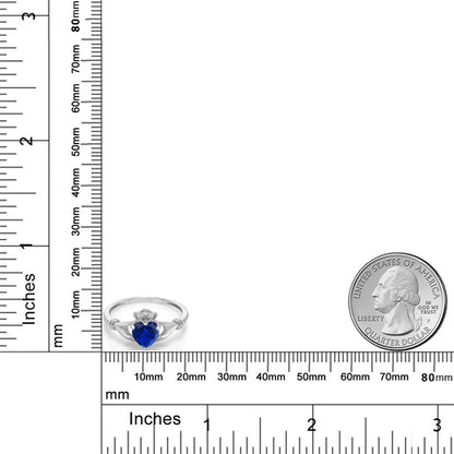 0.86カラット  シンセティック サファイア リング 指輪  天然 ダイヤモンド 10金 ホワイトゴールド K10  9月 誕生石
