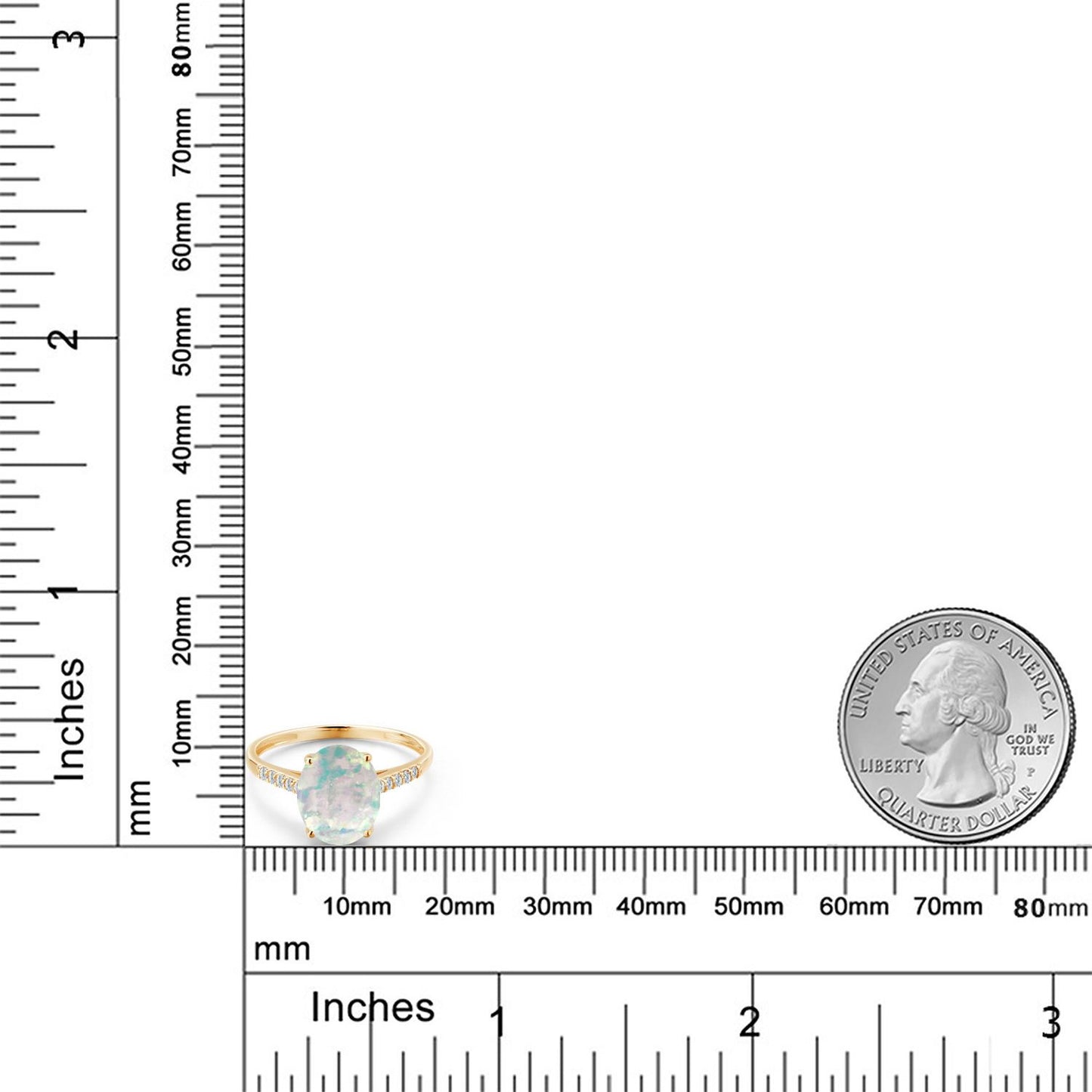 1.82カラット  シミュレイテッド ホワイトオパール リング 指輪  天然 ダイヤモンド 10金 イエローゴールド K10  10月 誕生石