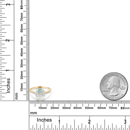 1.82カラット  シミュレイテッド ホワイトオパール リング 指輪  天然 ダイヤモンド 10金 イエローゴールド K10  10月 誕生石