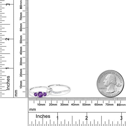 0.72カラット 天然 アメジスト スタックリング 10金 ホワイトゴールド K10 2月 誕生石